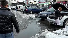 Cute teen picked up for a slippery nuru massage with happy end