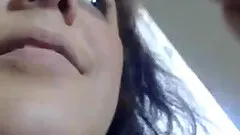 Cute brunette plays with her gaping warm love hole