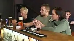 Cute blonde teen enjoys her first extreme massive bukkake facial orgy