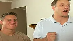 MILF with glasses covered in jizz after an amazing sex session