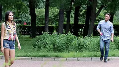 Dirty brunette with small tits gets fucked and creampied