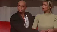 Wild threesome fuck orgy on european public sex fair show stage