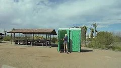 Blonde slut suck dick in public gloryhole at the park