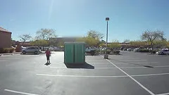 BBW swallows cum after workout in parking lot from her admirers at the gym