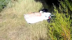 An unchaste french woman sleeps totally naked in the sun