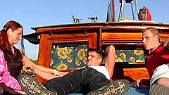 Outdoor orgy with two babes who want to feel fat cocks