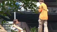 Horny young german couple loves to fuck on public places
