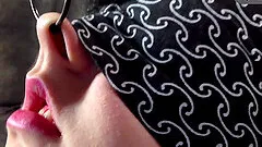 Nice moans when bondage babe pussy is drilled using toy in BDSM