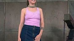 Sassy bondage dame getting rough face fucking in BDSM