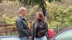 Horny German Stepmom picked up for real wild sex in nature