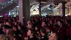 Extreme hot lesbian sex show on public european sexfair porn stage