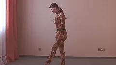 Kinky Russian girl stretches her attractive body while totally naked