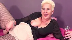 Fat grandmother Brigitte pleasures her muff with a toy