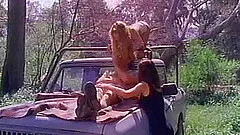 Awesome threesome session with two babes who like fucking outdoor