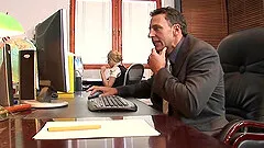 Caught with finger in pussy she gets fucked by the boss