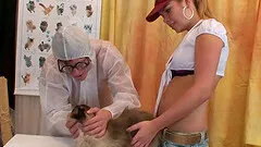 Fit guy in a devil mask fucks a blonde girl with perfect breasts