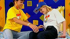 Horny lesbian teens fuck with toys hardcore till orgasm