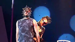 Extreme crazy bdsm fetish show on public sexfair show stage