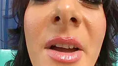 Fascinating brunette copping up with rough DP in foursome