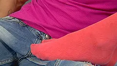 Skinny dame with small tits moaning while her pussy is fingered