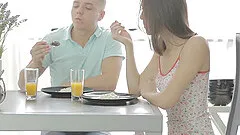 Small tits Russian maiden erotically enjoying her pussy licked