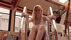 Cute blonde delivers an underwater show while being completely naked