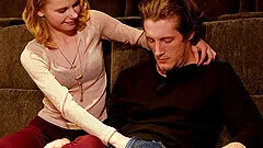 Petite filly falls in love with cock and gladly sits down on it