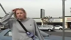 Blonde with big tits roughly gangbanged in interracial porn