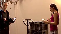 Skinny brunette minx Rahyndee gets pounded with a stiff shaft