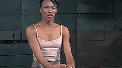 Chocolate cutie with small tits getting her sexy body stretched out