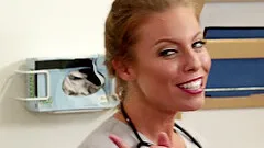 Short-haired chick who loves reading finally tastes the mature cock