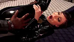 Cute brunette cougar yelling while her sex hole is smashed hardcore in interracial sex