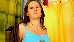 Adorable babe strips naked and proceeds to masturbate