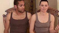 Small tits bimbo loves pegging her guy using toy indoors