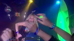 Cowgirl in nylon pantyhose prefers hardcore missionary drilling in club