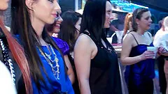 Radiant amateur cowgirls let loose in an interracial fucking club orgy