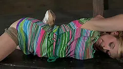 Blonde babe with big naturals has her pussy drilled with toys