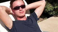 After a poolside chat bisexual muscle hunk Duke Campbell cums inside gay