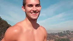 Hot as fuck Ethan Sweat uses a toy to jerk off and shoots a big creamy load