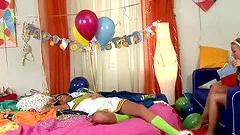 Cheerleader lesbian with nice ass getting the pleasure of huge toy