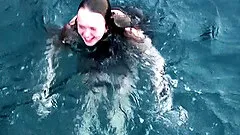 Two foxy slim stunners enjoy revealing their bodies in the ocean