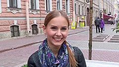 Slim amateur brunette likes pleasuring a throbbing dick