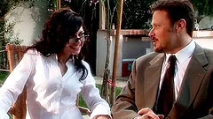 Classy bimbo wearing glasses gets her tight snatch plowed