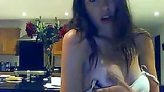 Sexy raven-haired looker exposes her perfect tits on cam