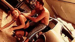 Elegant chick with meaty hooters receives the double penetration