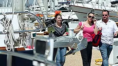 Dreamy girl with lots of tattoos gets spooned just how she likes it