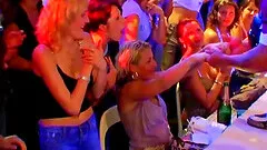 Drunk and cute chicks are in the club having fun and a hot orgy action