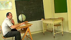 Chubby blonde with glasses and the hardcore pounding in the classroom