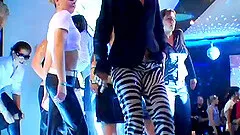 Cock sucking competition in the club ends up being a thrilling orgy scene