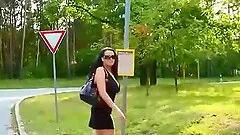 Horny MILF masturbating with deodorant stick in public bus statiton PublicFlashing.me
